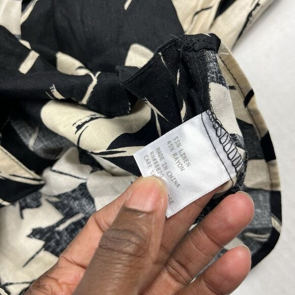 Panama Jack Linen Blend Button Shirt Floral Cropped Long Sleeve Top XS NEW - Picture 8 of 10